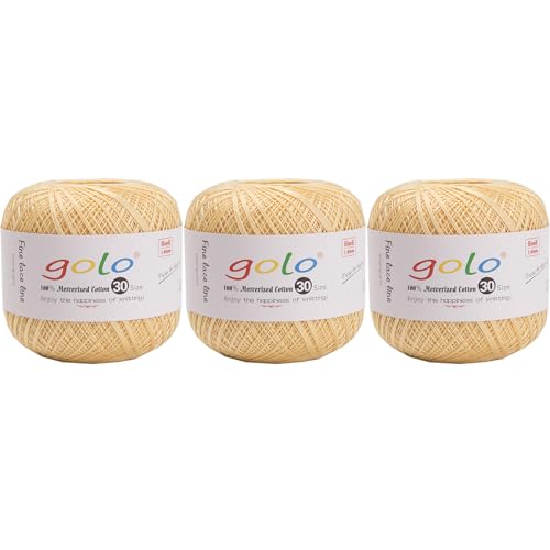 Image of golo 3 Balls Crochet Thread Size 30 Embroidery Thread Yarn for Hand Kniting Yarn for Tatting
