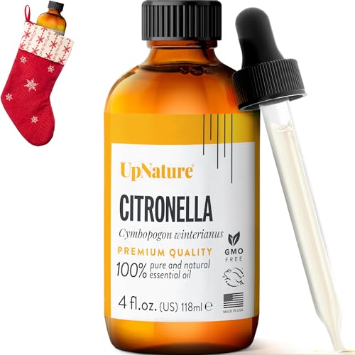 UpNature Citronella Essential Oil - 100% Natural & Pure , Undiluted, Premium Quality Aromatherapy Oil- Keeps Insects and Mosquitos Away Naturally - Treat Fevers & Headaches, 4oz