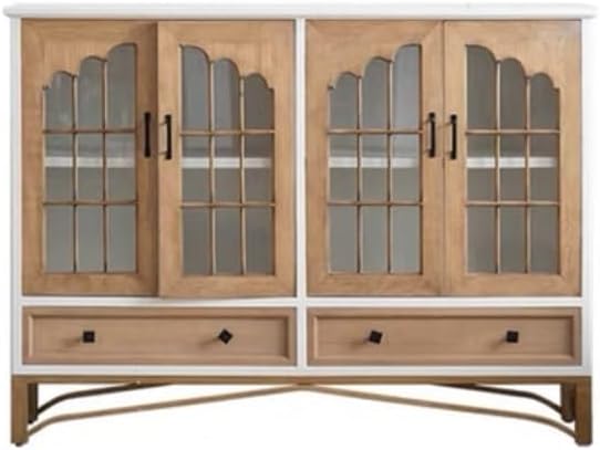 Bufetera Nordic Retro Entrance Hall Porch Cabinet Arched Study Cabinet Hotel Wine Cabinet Wabi-sabi Style Multi-layer Storage Cabinet Tableware Cabinet Aparadores Para Comedor(150cm*40CM*110CM)
