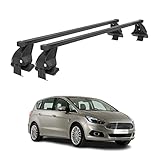 Dachträger Relingträger Dachgepäckträger Kompatibel mit Ford S-Max II 2015-2019 | Fahrradträger Dachboxen Dachgepäckablage Dachteile Hochwertigem Stahl Schwarz 2 TLG 50 kg
