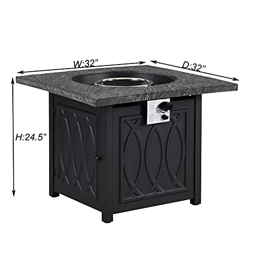 Ehomexpert 50,000 Btu Fire Pit Table,32-Inch Outdoor Garden Square Auto-Ignition Propane Gas Fire Table With Waterproof Cover For Patio Courtyard Balcony,Black thumb #3