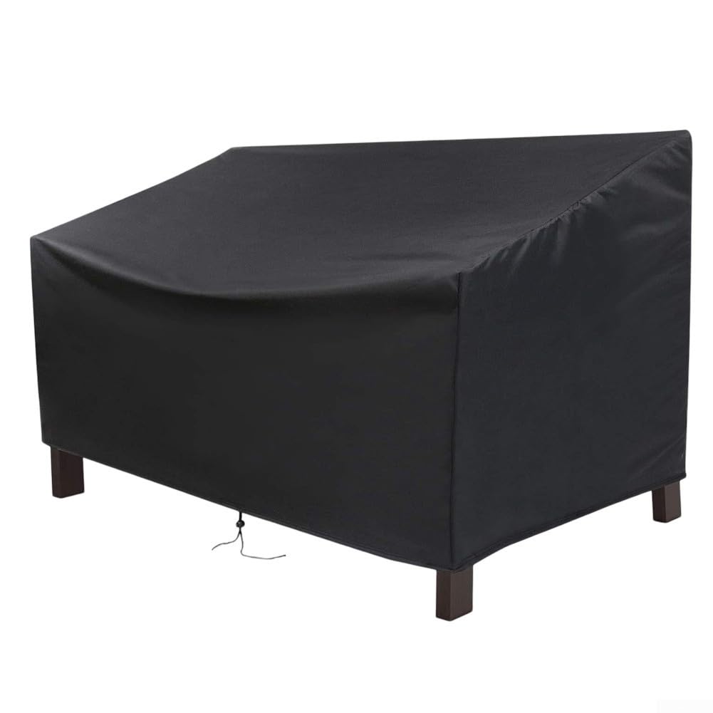 Funda impermeable para banco de jardín, tela Oxford 210D con ventilación, cordón, hebilla y correas para un ajuste seguro (134 x 66 x 89 cm)
