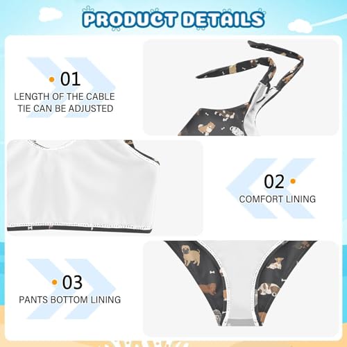 Image of CaTaKu Girls Swimsuits Two Piece Swimwear Cute Bikini Set Tankini Hawaiian Beach Sport Bathing Suit for Girls Size 3-12T