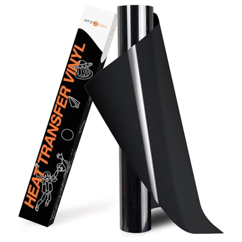 HTVRONT HTV Heat Transfer Vinyl Roll- 12" x 8ft Black HTV Vinyl for Shirts, Iron on Vinyl for All Cutting Machine - Easy to Cut & Weed for Iron Design (Black)