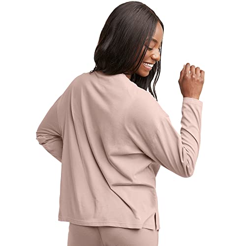 Hanes-Womens-Originals-V-Neck-Long-Sleeve-T-Shirt-Cotton-Tees-for-Women-Raw-Edge-V-Neckline
