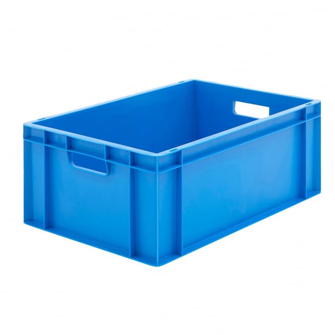 BiGDUG Euro Stacking Boxes - Heavy Duty Euro Containers Storage Box - Stackable Warehouse Crates (x4 Blue 230h x 400w x 600d mm)