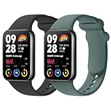 Yisica 2 Piezas Correa Compatible con Xiaomi Mi Band 8 Pro/9 Pro/Redmi Watch 4 /Watch 5 Mujer Hombr, Pulsera de Repuesto de Silicona Ajustable (Negro/Verde Oscuro)