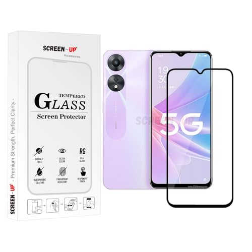 Image of ScreenUp Tempered Glass For Oppo A58 (China) - Ultra Clear, 9H Scratch Resistant, Full Coverage, Easy Install Screen Protector