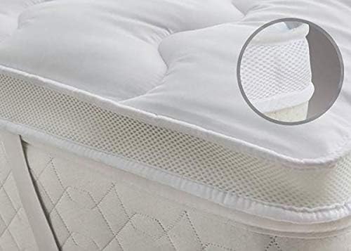 Microfibre Mattress Topper Hollow Fibre Filling ANTI ALLERGIC Ultra Soft Air Flow Mattress Protector Double Bed Topper 135cm x 190cm Approximate