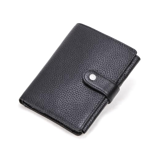 Image of Sam's Design Genuine Leather Wallet Vintage Male Compact Purse Card Holder Small Wallet Black