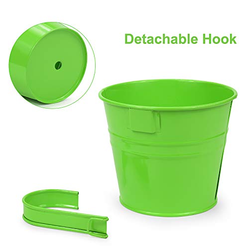 Riogoo Flower Pots Hanging Flower Pots, Garden Pots Balcony Planters Metal Bucket Flower Holders - Detachable Hook (8 Pcs) (Medium) #TOP2