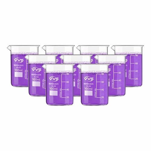 Image of VVS Borosilicate Glass Beaker 100ml pack of 9 of For School College, Lab Laboratry and professional use