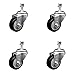 Polyurethane Swivel Threaded Stem Caster Set of 4 w/3