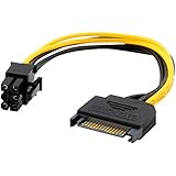 Paquete: 1 adaptador de alimentación SATA de 15 pines a 6 pines PCIe PCI-e PCI Express para tarjeta de video
