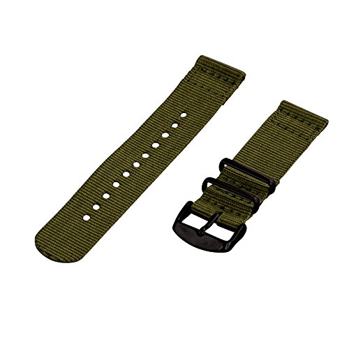 Clockwork Synergy - 16mm 2 Piece Classic NATO PVD Nylon Army Green Replacement Watch Strap Band