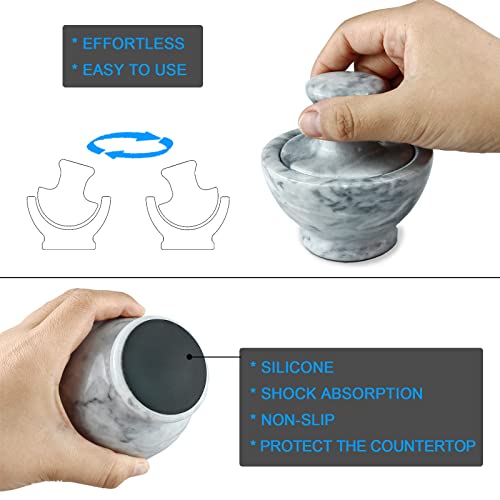 Luolao Marble Mortar And Pestle Set, Pill Crusher And Spice Stone Grinder, 3.7 Inch, 1/2 Cup, Grinding Is Efficient And Labor-Saving (White) #TOP2