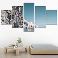 SIGNWIN 5 Panel Canvas Wall Art Modern Art Beach Coastal Multicolor Photography Relax/Calm Romantics for Home Decorations Ready to Hang - 60