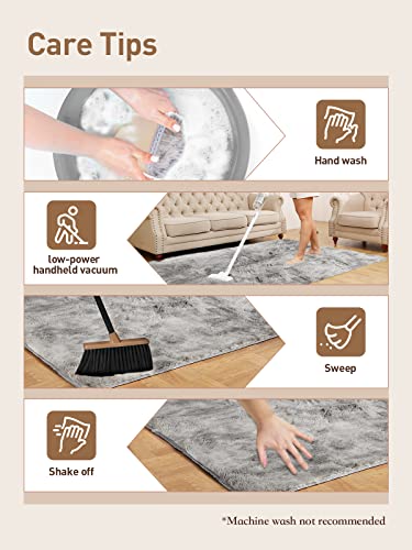 Medeunk Area Rug 4X6 Grey Super Soft Fluffy Upgrade Sponge Non-Slip No Shedding For Living Room Bedroom Girls/Boys Room Dorm Playroom Lounge Home Decor #TOP6