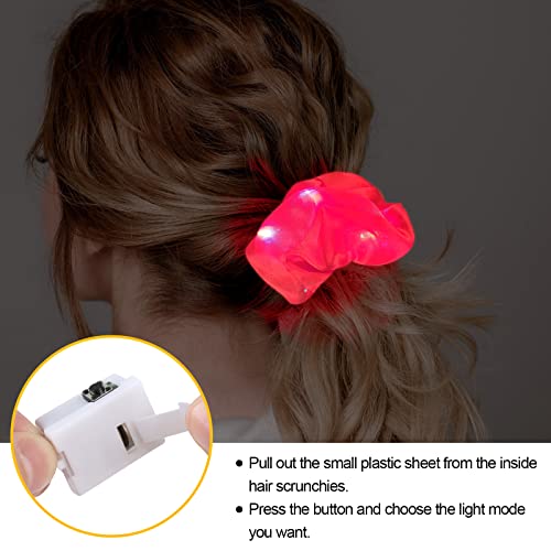 6 Pcs Led Light Hair Scrunchies, 6Pcs Led 6Pcs Nomal Satin Elastic Bands Ties Ropes, Soft Cute Silk Scrunchy Hair Accessories For Women Girls Halloween Christmas Glow In The Dark Party Supplies #TOP3