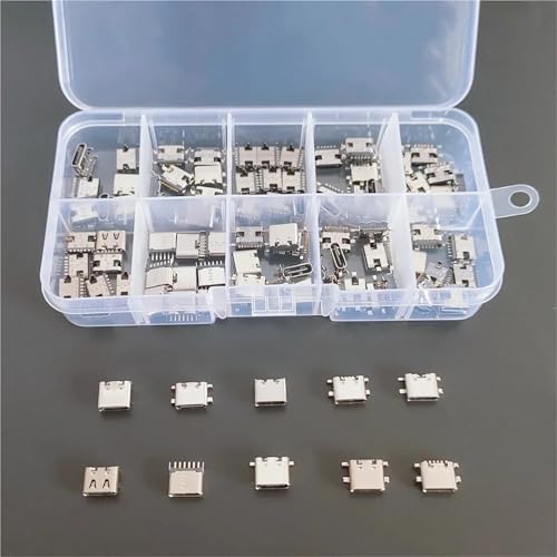 Conectores de base de carga USB Tipo C, kit de 100 piezas con 10 modelos de 6 y 16 pines 2