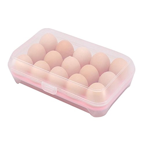 Gaddrt Useful Storage Box Plastic Lightweight Duck Egg Storage Boxes Folding Plastic Egg Carrier Holder Storage Container multi-functional storage eggs holder For 15 Eggs (pink)