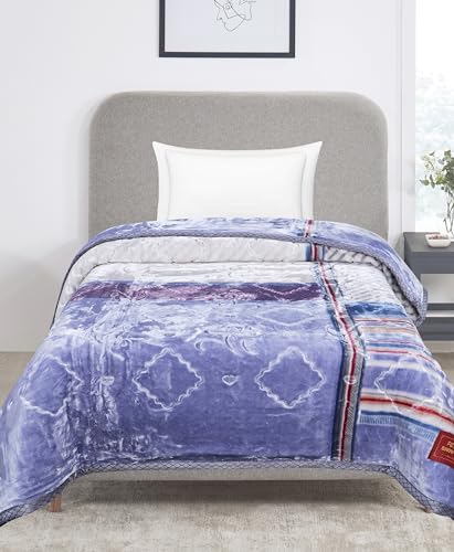 Image of Petals Dreams Snow Drop Blanket Single Bed for Moderate Winter, 900 GSM, 2 Ply, Cloudy Mink Blanket (160x220 cm) (Multicolor)