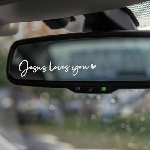 Image of 3x inchJesus Love You inch Car Rear View Mirror Stickers, Rearview Mirror Decal Car Window Decals Affirmation Reminder Sticker Laptop Bumper Sticker for Him Women Water Bottle Laptop Accessories Gifts