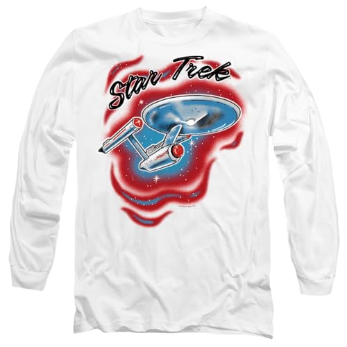 T-Shirt Mixte Star Trek à Manches Longues – Tendance Airbrush Coton Blanc