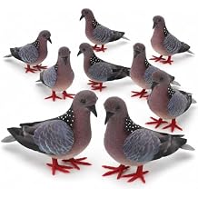 LOGOFUN 8pcs Fake Pigeon Simulation Foam Pigeon Model Fake Dove Figurine Artificial Birds Ornaments for Garden Lawn Decoration - Grey