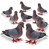 LOGOFUN 8 Pcs Foam Pigeon Figurines, Gray