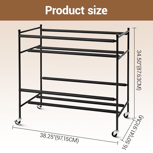 Otoolling Two-tier Snare Rack with Locking Casters Snares Stand Drum Holder Display Storage for Holding up to 10 Snare Drums, 38.25 x 16.5 x 34.5 Inch by Otoolling - Image 2