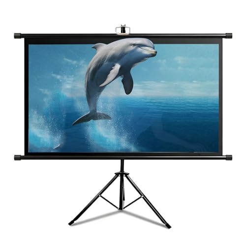Schermo Portatile per Proiettore con Treppiede, Schermo Mobile da 60-84 Pollici 16:9, per Scuole, Riunioni, Conferenze, Interni ed Esterni(60in(133x75cm))