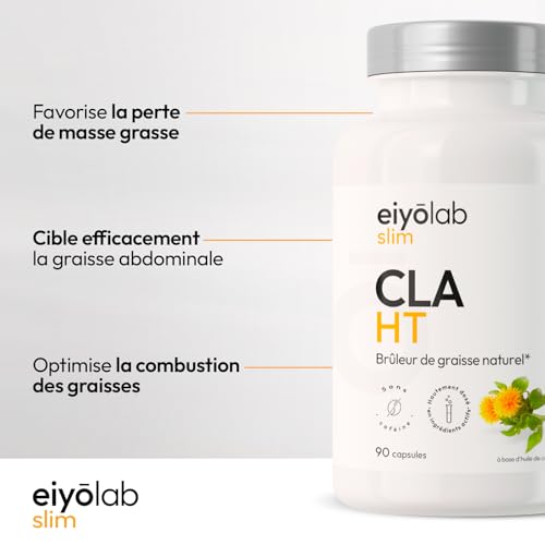 CLA HT | Bruleur 100% Naturel | Action Ciblée sur la Graisse Abdominale | 3000mg par Portion | 80% d’Acide Linoléique Conjugué | 90 Capsules pour Homme et Femme | Made in France | Eiyolab – Image 3