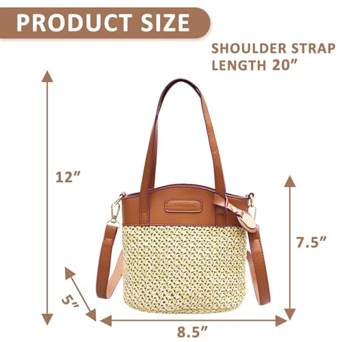 Bolso de playa para mujer, bolso de paja tejido a mano miniatura 4
