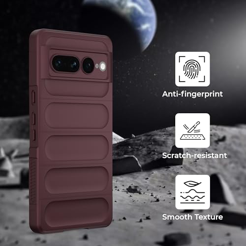 Image of A rtistque Liquid Silicone Stripes Back Cover Case for Google Pixel 7 Pro | with Camera Protection | with Inner Fabric | Anti Slip Grip | AirBag Case - Maroon
