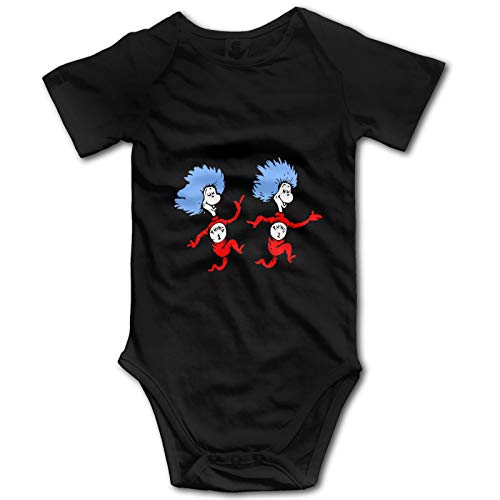 The Cat in The Hat Thing 1 Thing 2 Baby Onesie Short-Sleeve Bodysuits Unisex Cute Infant Toddler Jumpsuit Black