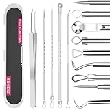 5PCS Blackhead Remover Comedone Extractor,Stainless Pimple Popper Tool，Curved Blackhead Tweezers Kit, Professional Stainless Pimple Acne Blemish Removal Tools Kit，Blackhead Extractor Tool