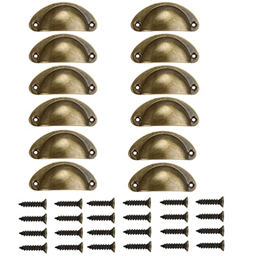 GYJGUMK 12 peças puxadores de metal bronze 50 x 20 mm puxadores de porta vintage puxadores de armári