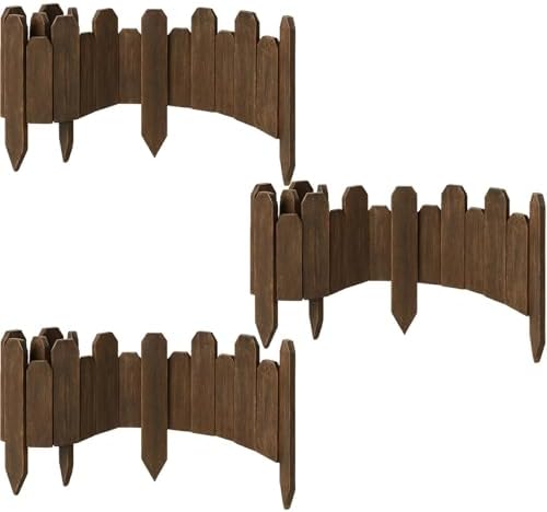 Wooden Flower Bed Edging That Transforms Your Garden Aesthetically 6 Wood Garden Edging, Staggered Wooden Edging Border Decorative Small Picket Panels for Flower Bed Barriers and Landscape Fencing
