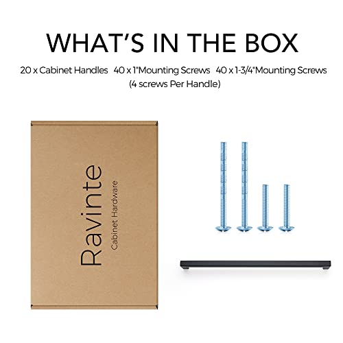 Image of Ravinte 20 Pack 11-5 /16 Inch Square Cabinet Handles Matte Black Pulls Drawer Hardware Kitchen Handles