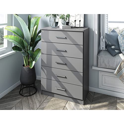 Palace Imports 100% Solid Wood Metro 5-Drawer Chest, Gray #TOP11