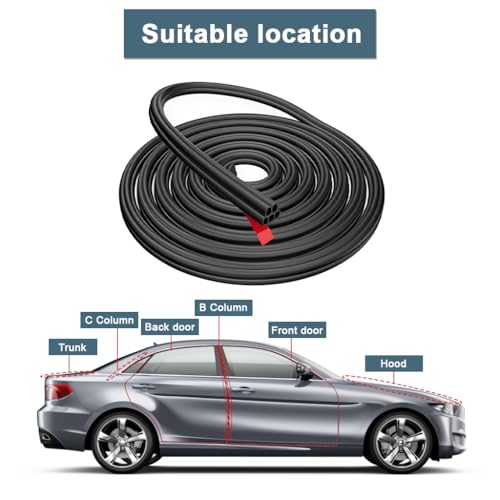 Image of STHIRA 52.5Ft Car Door Seal Strip Weather Stripping Car Rubber Seal Cuttable Door Edge Weather Strip Automotive Soundproof Door Trim Seal Universal Door Edge Rubber Trim for SUV, Van, Pickup Trunks