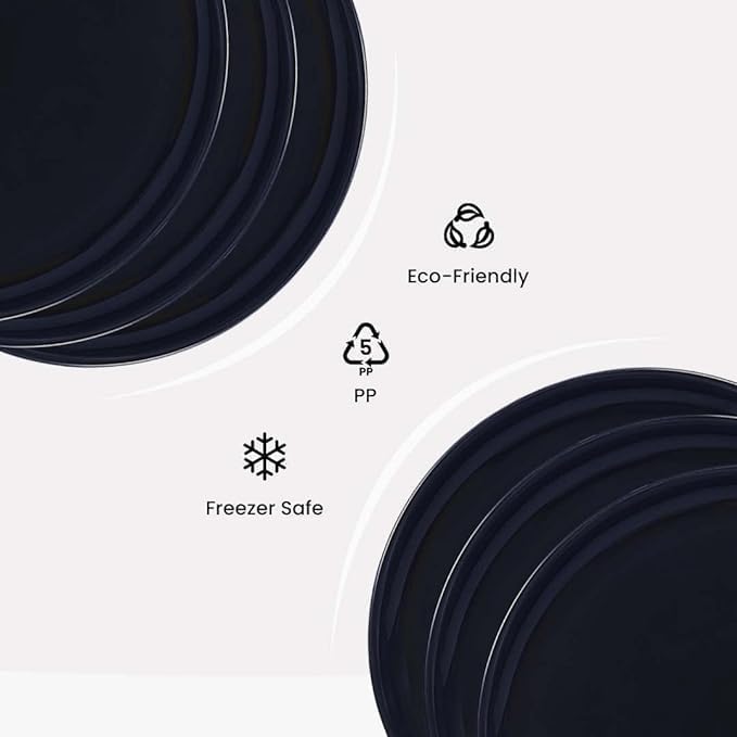 Image of Round Microwave Safe Dinner Plates for Serving Office /Party /Home /Dining Table /Kitchen /Restaurant (Set of 12 Plates)