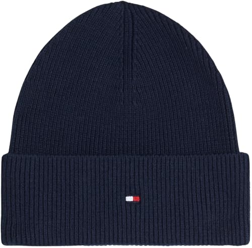 Tommy Hilfiger Damen Strickmütze Essential Flag Beanie mit Logo, Blau (Space Blue), Einheitsgröße