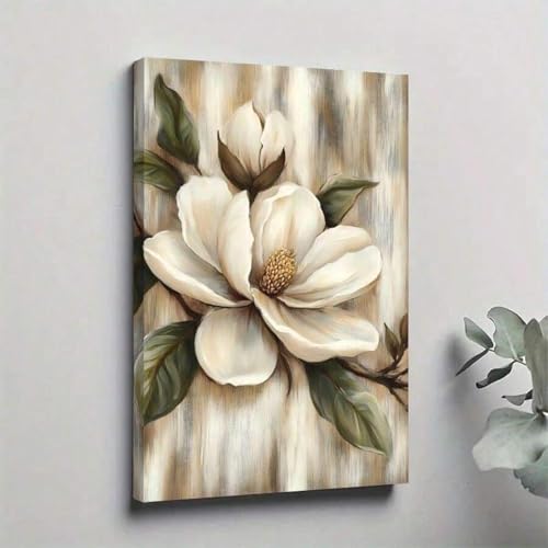 Art Mural Magnolia 80x120 cm Toile avec Cadre pour Salon