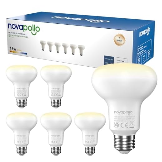 novapollo Led Lampe E27 LED Reflektor R80, E27 15 W (ersetzt 100 W) 1521 LM 2700K warmweiß, 120° Abstrahlwinkel, LED Reflektorlampen für Deckenstrahler, Küche,Nicht Dimmbar, Energiesparlampe, 6 Stück