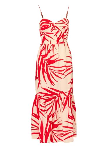 Adrianna Papell Printed Midi Dress Vestido, Rojo/Marfil, 6 para Mujer
