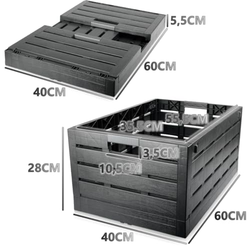Stimo Premium Klappbox 60L Transportbox bis 30kg 60x40x28cm faltbar klappbar stapelbar Aufbewahrungsbox
