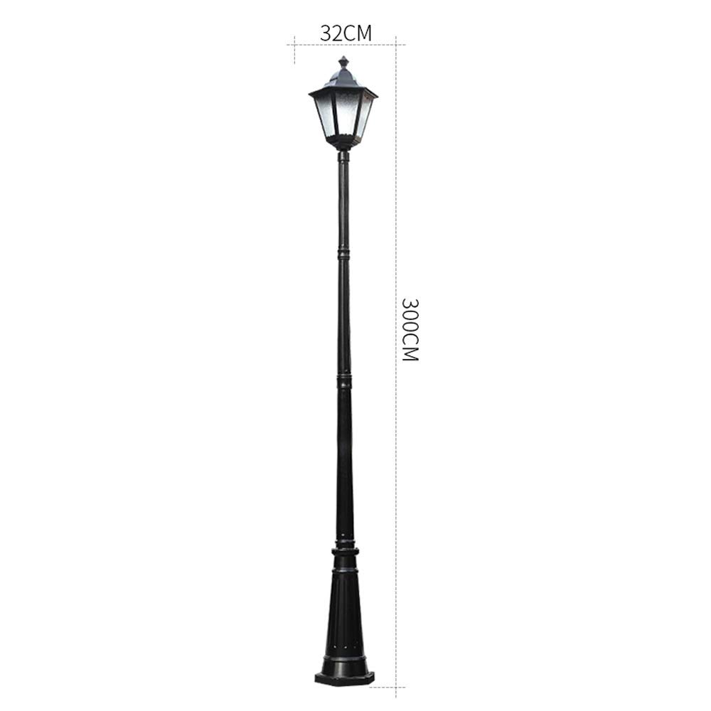 Farola Tradicional E27 De Un Solo Cabezal Para Exteriores Ip65, Resistente Al Agua, De Vidrio, Poste Alto, Luz De Pilar, Lámpara De Columna De Camino De Aluminio Retro Europea,Black-Height 3m