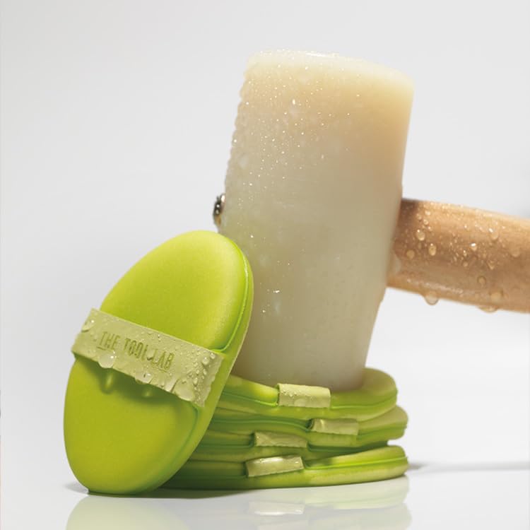 THE TOOL LAB Happyrim Aqua Puff, Liquid Cushion Foundation Puff, Rubycell Foundation Sponge for Moisturizing Coverage, Korean Makeup (2.9 inch, Oval) - Image 5